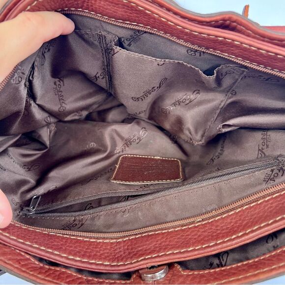 Fossil Pebbled Leather Shoulder Bag - Redish Brown - Picture 10 of 12